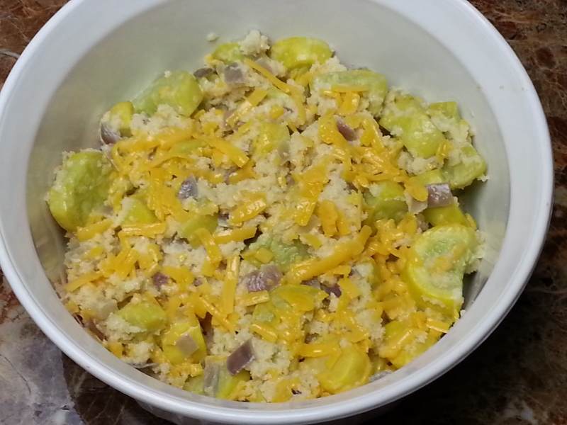 Yellow Squash Casserole - Cut Squash Up